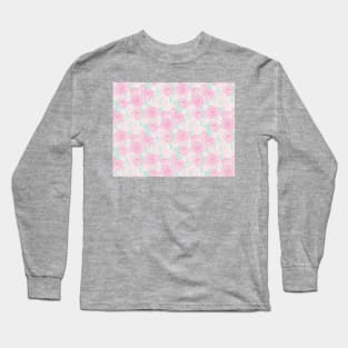 Pink and Mint Romantic Roses Long Sleeve T-Shirt